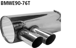 BASTUCK Sportauspuff / ESD für: BMW E90,91,92,93 / 318i,320i,320si + 325d,330d, incl. xi,xd | Endrohre:  2x 76 rund angeschrägt