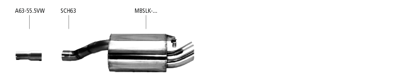 BASTUCK Sportauspuff / ESD für: MERCEDES SLK200, SLK200K, SLK230K / R170  - 100,141,142kW | Endrohre: 2x 76 DTM