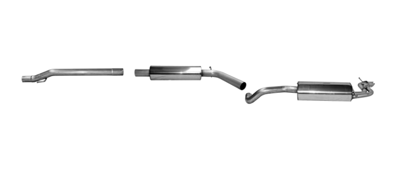 BASTUCK Sportauspuff / Anlage 63,5mm ab Kat. für: SEAT Ibiza Cupra - 6J / 1.4 - 132 kW | Endrohre: mittig 2x 48 rund schräg