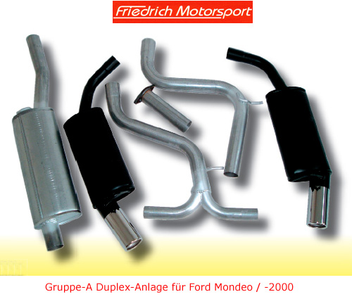 FRIEDRICH Sport-Auspuff / Duplex-Anlage 63,5mm Chromstahl für: Ford Mondeo Turnier / 2000-4.05 / 2.5 V6, 3.0 V6 / 125,150 kW  | Endrohr-Typen: alle / Anlage mit 2 ESD