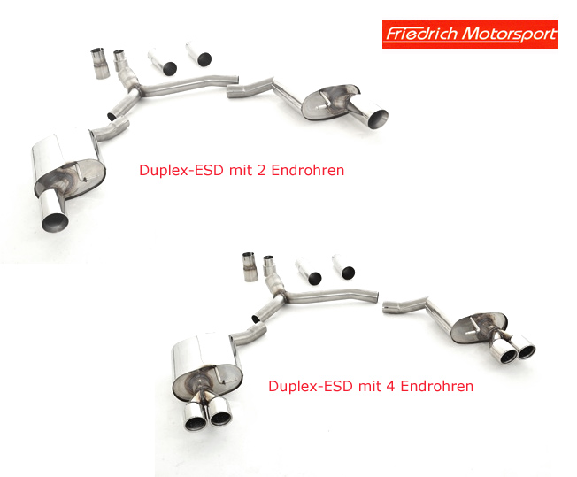 FRIEDRICH Sportauspuff / Duplex-ESD 76mm Edelstahl für: AUDI A5 - B9, Coupé,Cabrio / 2.0TFSI - 140,185 kW | Endrohr-Typen: alle / auch für S-Line passend