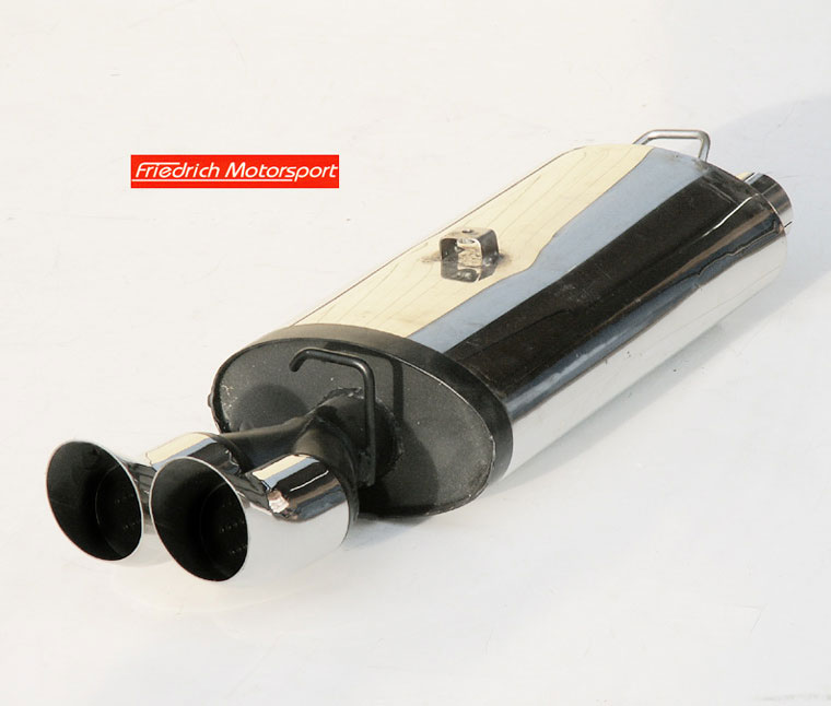 FRIEDRICH Sportauspuff / ESD Edelstahl für: OPEL Kadett E-CC / GSi 2.0 16V - 110 kW |  Endrohr-Typ: -1, 2x 76 DTM / 1x zu diesem Preis sofort lieferbar
