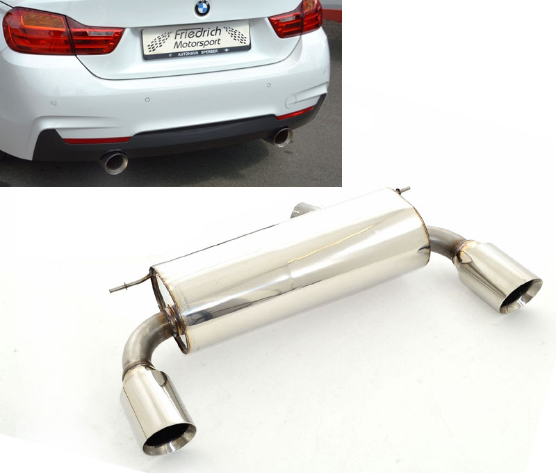 FRIEDRICH Sportauspuff / Duplex-ESD 76mm Edelstahl für: BMW 320i, 320ix - F30,F31 /  2.0T - 135 kW |  Endrohr-Typen: alle / passt zu 335i Heckschürze