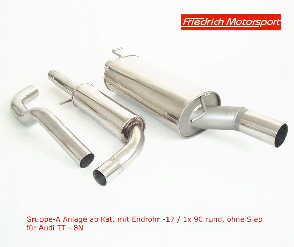 FRIEDRICH Sportauspuff / Anlage 63,5mm Edelstahl für: AUDI TT  /  1.8T /  110,132kW |  Endrohr-Typen: alle
