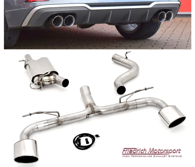 FRIEDRICH Sportauspuff / Duplex-Anlage 76mm Edelstahl ab Kat./OPF für: AUDI S3 Cabrio - 8V / 2.0TFSI - 221 kW, mit OPF | Endrohr-Typen: alle / mit Klappe