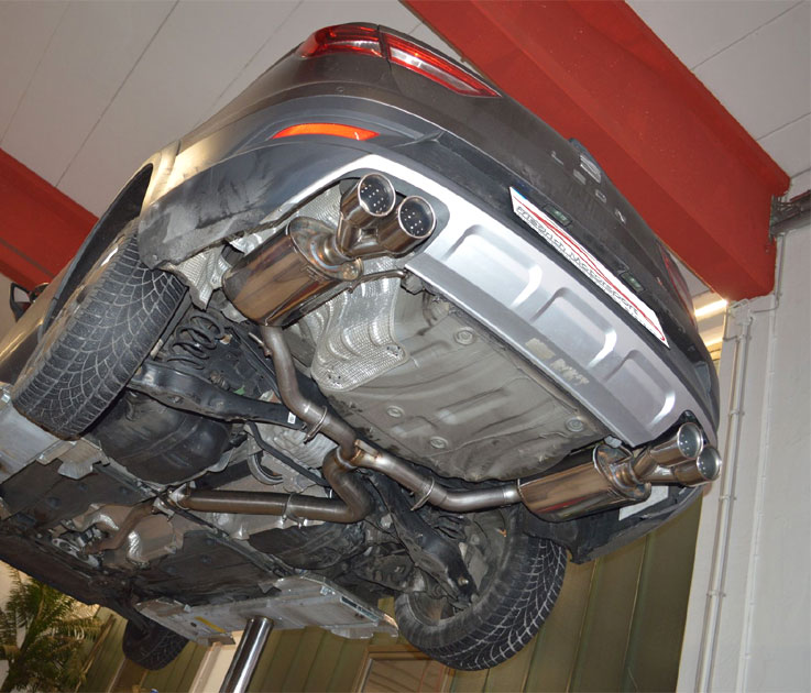 FRIEDRICH Sportauspuff / Duplex-Anlage 76mm Edelstahl ab Kat. für: SEAT Leon ST XP - 5F,4Drive  / 2.0TDI - 110,135 kW | Endrohr-Typen: alle
