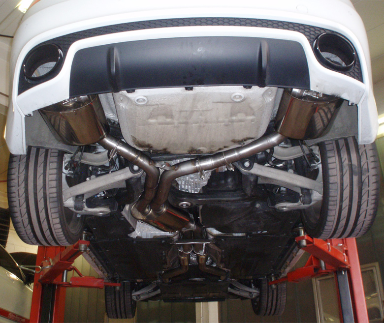 FRIEDRICH Sportauspuff / Duplex-Anlage 70mm Edelstahl für: AUDI RS5 V8 / 331 kW |  Endrohr-Typen: Endrohr-Typen: nicht wählbar, Optik gleich wie original | Hinweise: mit Klappen