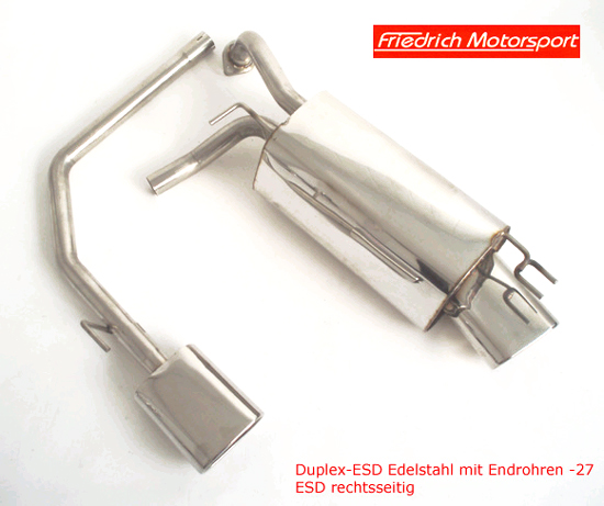 FRIEDRICH Sportauspuff / Duplex-ESD Edelstahl für: KIA Rio 3 / 2005- / 1.4, 1.5 CRDI, 1.6  / 71,81,82 kW | Endrohr-Typen: alle