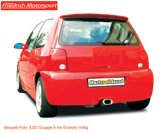FRIEDRICH Sport-Auspuff / ESD Edelstahl, Endrohr mittig für: SEAT Arosa Cup /  1.0, 1.4, 1.7D, TDI  /  - 74 kW |  Endrohr-Typen: alle | Hinweise: -