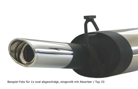 FOX Sportauspuff / Anlage ab Kat. für: OPEL  Corsa C  /  1.0, 1.2, 1.4, 1.8, 1.7 TD   -92 kW |  Endrohr-Typ:  1x 115x85 oval |  Hinweise: S,33