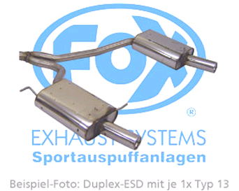 FOX Sportauspuff / Duplex-Anlage ab Kat. für: FORD  Mondeo Turnier - BNP / 2.5 - 125kW |  Endrohr-Typ: 2x 90 rund  |  Hinweise: S,13
