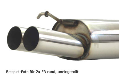 FOX Sportauspuff / Anlage ab Kat. für: AUDI  80  (85)  1.8 - 2.3 / -100kW |  Endrohr-Typ:  2x 76 rund, scharf |  Hinweise: X,10,A