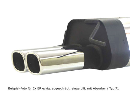 FOX Sportauspuff / ESD für: SEAT  Toledo - 1L / 91-  /  1.6, 1.8, 1.9D   - 66 kW |  Endrohr-Typ: 2x 92x80 eckig |  Hinweise: S,71