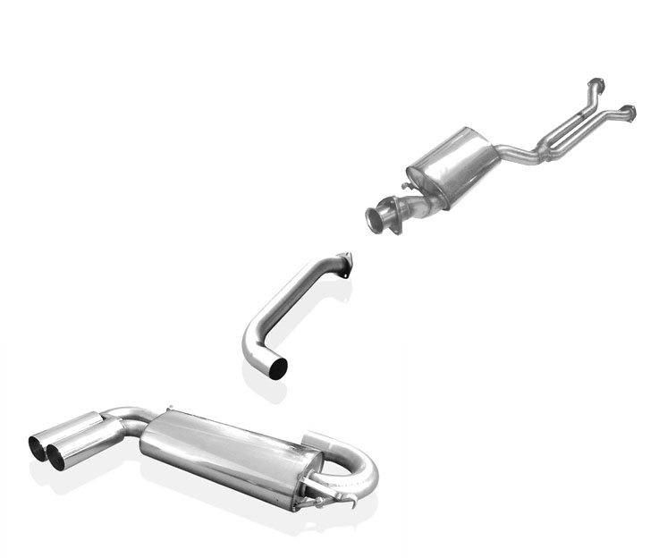 FOX Sportauspuff / Anlage 63.5mm ab Kat.für: AUDI Coupé S2 - 89Q / 2.2 - 162,169 kW  |  Endrohr-Typ:  2x 76 rund |  Hinweise: XS,10,A