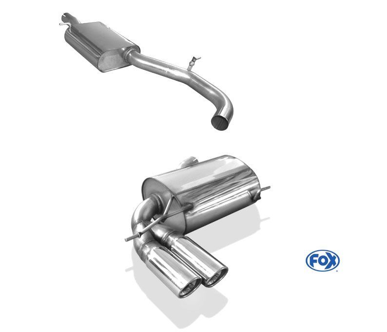 FOX Sportauspuff / Anlage 70mm ab Kat. für: AUDI  A3 Quattro - 8P / 1.8TFSI, 2.0TFSI, 2.0TDI - 118,147,100,103,125 kW |  mit Endrohr-Typ:  2x 90 rund |  Hinweise: XL,17