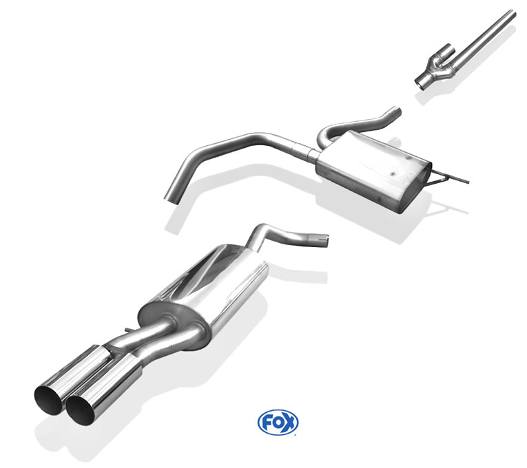 FOX Sportauspuff / Anlage ab Kat. für: AUDI  A4 - B5, incl. Avant / 2.4, 2.8 - 120,121,142 kW |  Endrohr-Typ:  2x 76 rund |  Hinweise: XS,10