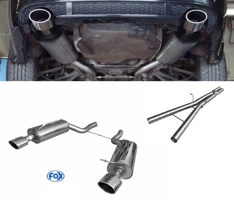 FOX Sportauspuff / Duplex-Anlage 2x 70mm ab Kat. für: AUDI  RS6 - 4B / V8 - 331 kW | Vorderrohre ab Kat. (ohne VSD) + 2 ESD, Endrohr-Typ: 140x90 oval |  Hinweise: XL,32