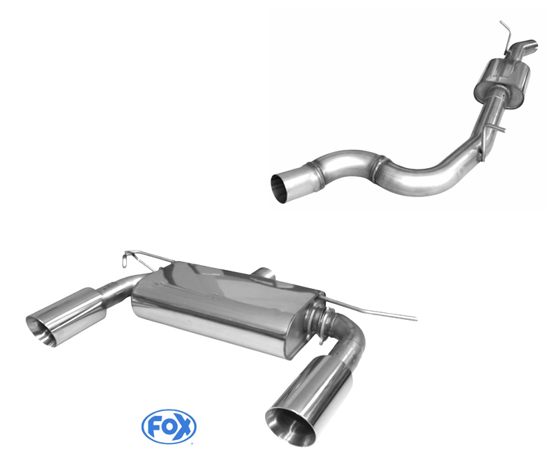 FOX Sportauspuff / Duplex-Anlage 70mm ab Kat. für: AUDI TT Quattro - 8S,FV / 2.0TFSI - 169 kW  |  Endrohr-Typ: 2x 100 rund |  Hinweise: S,25, ohne Klappe