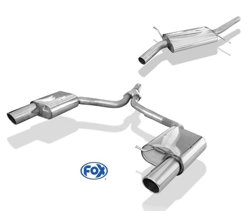 FOX Sportauspuff / Duplex-Anlage 63,5mm ab VSD für: AUDI A4 Quattro, Allroad - B9 / 2.0TFSI - 183,185 kW |  Endrohr-Typ: 2x 100 rund, schräg  |  Hinweise: S,16
