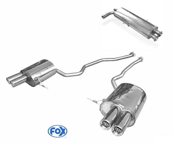 FOX Sportauspuff / Duplex-Anlage ab Kat. für: BMW  X5 - E53 / 4.4i - 210kW |  Endrohr-Typ:  4x 76 rund |  Hinweise: S,13