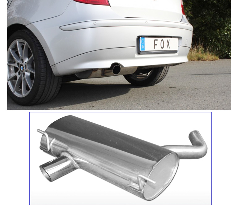 FOX Sportauspuff / ESD für: BMW 120i - E87 / 2.0 - 120 kW |  Endrohr-Typ: 80 rund |  Hinweise: S,14