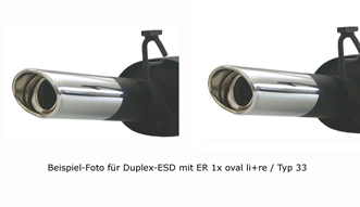 FOX Sportauspuff / Duplex-Anlage ab Kat. für: MAZDA Tribute - EP2 / 2.0, 2.3, 3.0 - 91,110,145,149 kW |  Endrohr-Typ:  2x 115x85 oval |  Hinweise: S,33