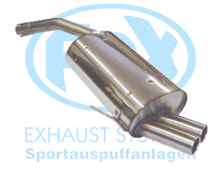FOX Sportauspuff / Anlage ab Kat. für: ALFA ROMEO  147  1.6, 2.0 / -110kW |  Endrohr-Typ:  2x 70 rund |  Hinweise: S,13