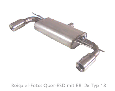 FOX Sportauspuff / Duplex-ESD für: MITSUBISHI  Outlander  2.0D / 103kW  / 2006- |  Endrohr-Typ: 2x 100 rund |  Hinweise: XS,13 / Nicht verbaubar bei Modellen mit AHK. Zur Montage des ESD muss das Ersatzrad entfernt werden