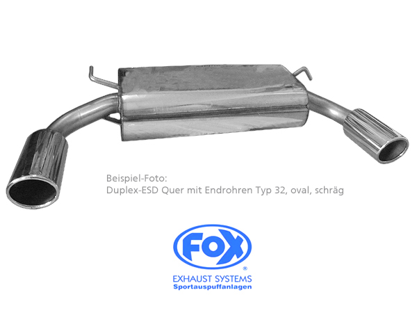 FOX Sportauspuff / Duplex-Anlage ab Kat. für: VW  Bus T4 Syncro / 90- /  2.5, 2.4D, 2.5TDI |  Endrohr-Typ:  2x 115x85 oval |  Hinweise: S,33