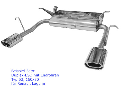 FOX Sportauspuff / Duplex-ESD für: VW  Touareg  4.2, 5.0TDI / 228,230kW |  Endrohr-Typ: 2x 160x80 flachoval |  Hinweise: XS,53
