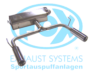 FOX Sportauspuff / Duplex-Anlage ab Kat. für: TOYOTA Celica - T23 / 1.8 - 105,141 kW |  Endrohr-Typ: Quer  2x 90 rund |  Hinweise: S,13