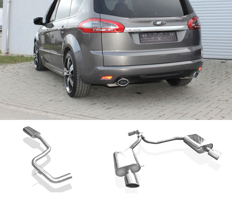 FOX Sportauspuff / Duplex-Anlage ab Kat. für: FORD S-Max / 2.5T - 162 kW  |  Endrohr-Typ: 2x 115x85 oval |  Hinweise: S,38