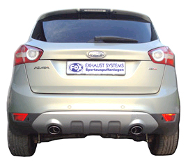 FOX Sportauspuff / Duplex-Anlage ab Kat. für: FORD Kuga - DM2 / 2.0TDCI - 100 kW |  Endrohr-Typ: 1x 106x71 oval, Links-rechts  |  Hinweise: XS,32