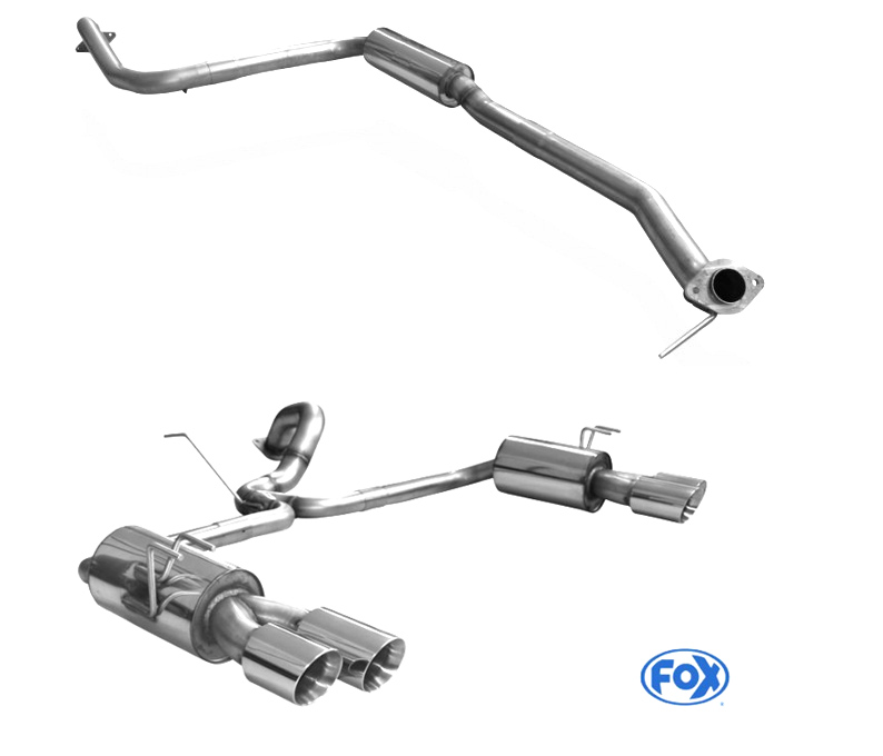 FOX Sportauspuff / Duplex-Anlage 70mm ab Kat. für: HONDA Civic Type R - FK2 / 2.0T - 228 kW  |  Endrohr-Typ: 4x 90 rund |  Hinweise: S,25