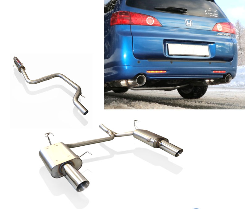 FOX Sportauspuff / Duplex-Anlage 63,5mm ab Kat. für: HONDA Accord Tourer - CM2 / 2.4i - 140 kW  |  Endrohr-Typ: 2x  100 rund |  Hinweise: XS,25