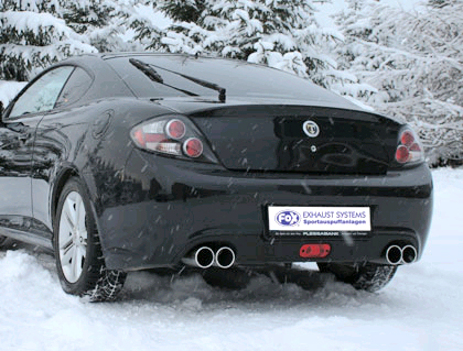 FOX Sportauspuff / Duplex-Anlage ab Kat. für: HYUNDAI Coupé  2.0 16V, V6 2.7i - GK Facelift, 2006- / 100-123kW |  Endrohr-Typ: 4x 90 rund |  Hinweise: XS,12