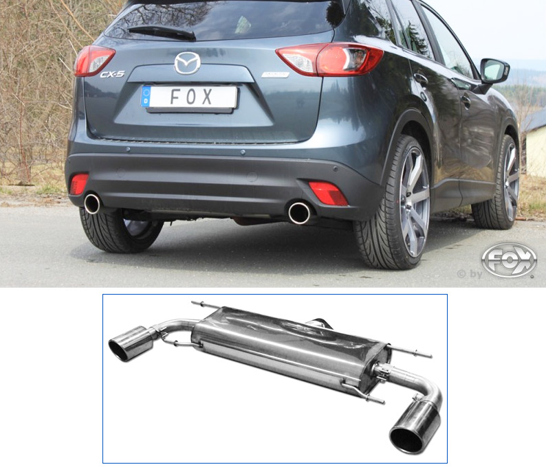 FOX Sportauspuff / Duplex-ESD für: MAZDA CX-5 4x4 - KE,GH / 2.2D - 110,129kW |  Endrohr-Typ: 2x 100 rund |  Hinweise: XS,16