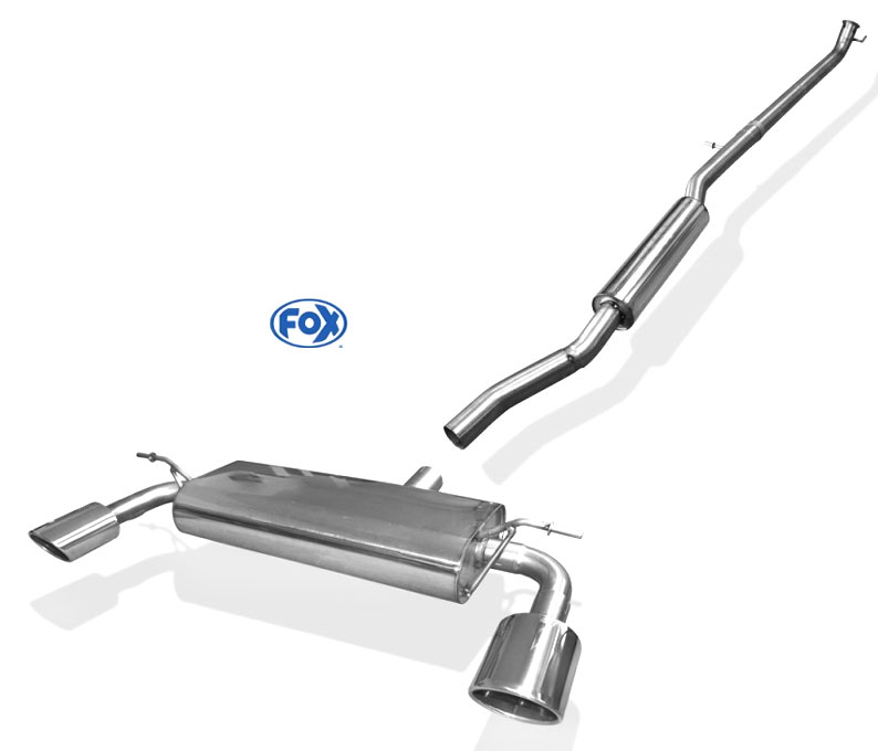 FOX Sportauspuff / Duplex-Anlage 63,5mm ab Kat. für: MERCEDES  A250 - W176, 4matic /  2.0T - 155 kW |  Endrohr-Typ: 2x 115x85 oval |  Hinweise: S,32