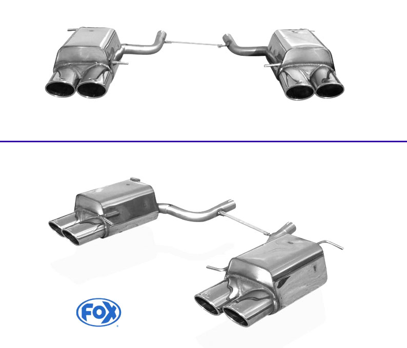 FOX Sportauspuff / Duplex-ESD für: MERCEDES  SLK200, SLK250 - R172 / 135,150 kW |  Endrohr-Typ: 4x 115x85 oval |  Hinweise: S,32 - inkl. Montagerohr