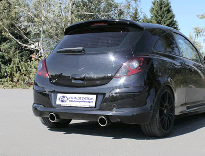 FOX Sportauspuff / Duplex-Anlage ab Kat. für: OPEL Corsa D GSi  1.6T - 110 kW |  Endrohr-Typ: 2x 100 schräg  |  Hinweise: S,16