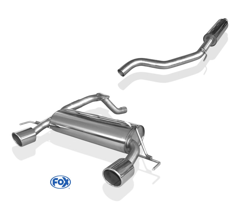 FOX Sportauspuff / Duplex-Anlage 63,5mm ab Kat. für: OPEL Corsa E OPC / 1.6T - 152 kW |  Endrohr-Typ: 2x 100 schräg  |  Hinweise: S,16