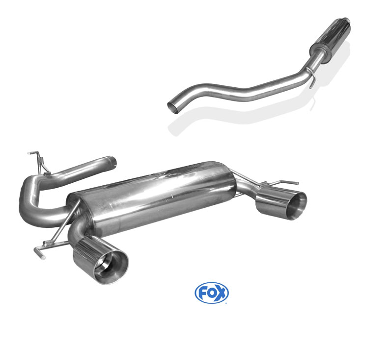 FOX Sportauspuff / Duplex-Anlage 63,5mm ab Kat. für: OPEL Corsa E OPC / 1.6T - 152 kW |  Endrohr-Typ: 2x 100 schräg  |  Hinweise: S,25