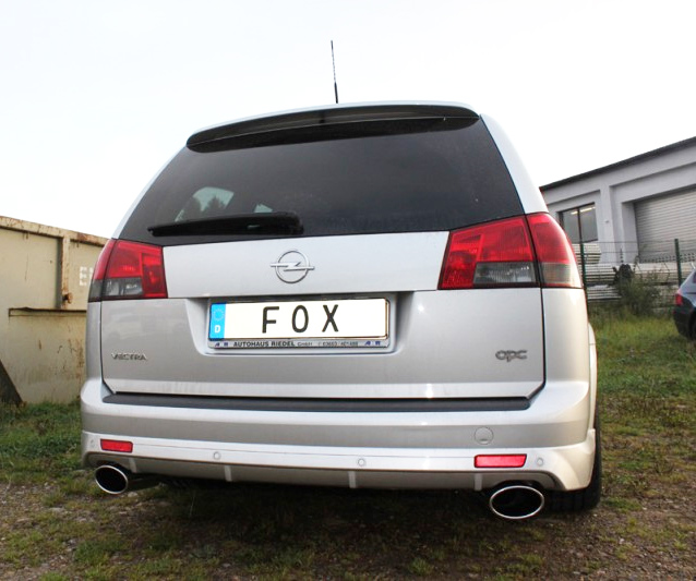 FOX Sportauspuff / Duplex-Anlage 76mm ab Kat. für: OPEL  Vectra C Caravan OPC / 2.8T - 206 kW |  Endrohr-Typ: 2x 140x90 oval |  Hinweise: XXL,32