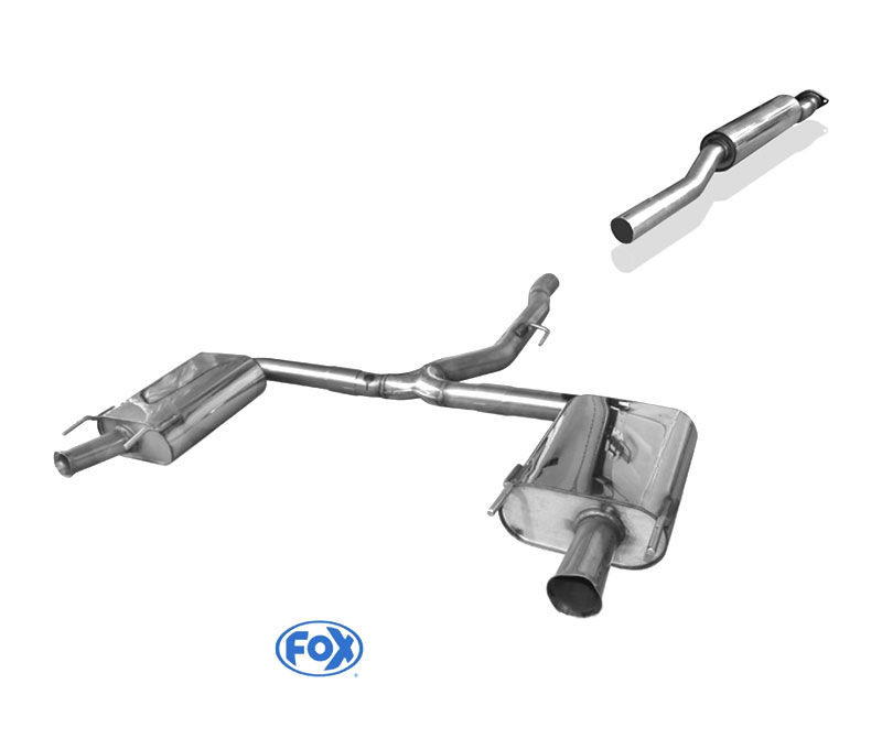 FOX Sportauspuff / Duplex-Anlage 70mm ab Kat. für: OPEL Insignia OPC SportsTourer / 2.8T - 239 kW |  Endrohr-Typ: unsichtbar, wie original
