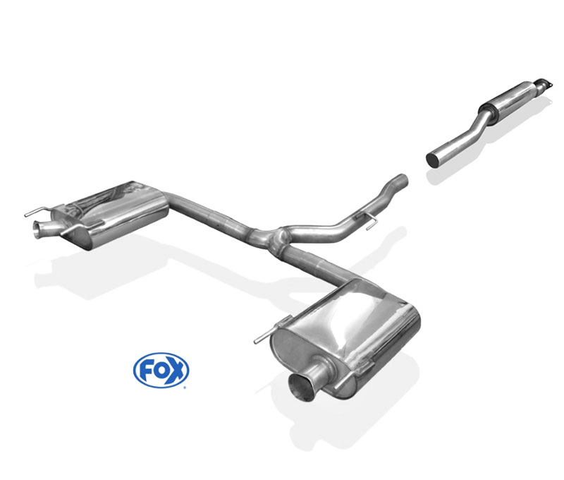 FOX Sportauspuff / Duplex-Anlage 70mm ab Kat. für: OPEL Insignia OPC / 2.8T - 239 kW |  Endrohr-Typ: unsichtbar, wie original