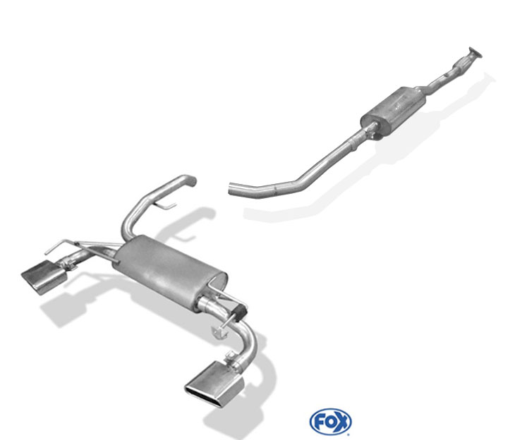 FOX Sportauspuff / Duplex-Anlage ab Kat. für: OPEL Adam / 1.2,1.4 - 51,69,64,74 kW | Endrohr-Typ: 2x 145x65 | Hinweise: S,59 - VSD mit Flexrohr