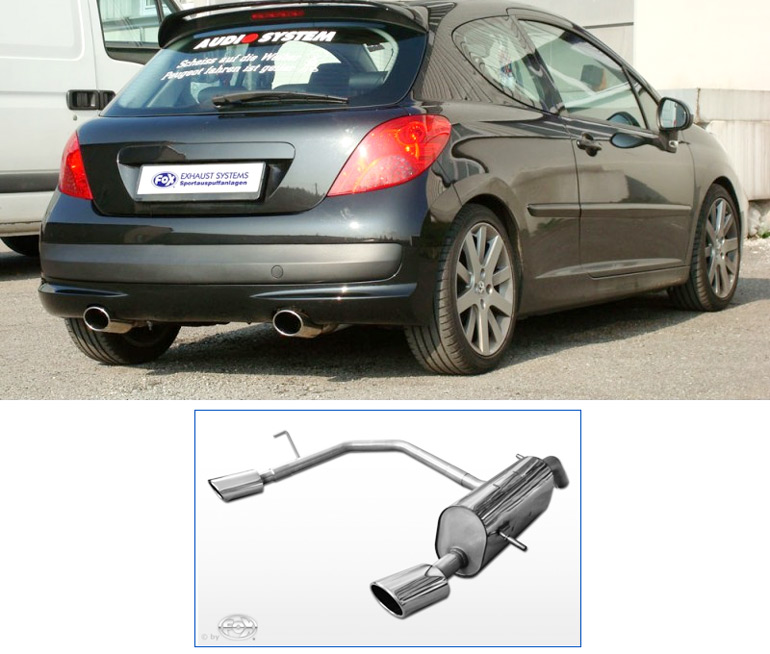 FOX Sportauspuff / Duplex-Anlage ab Kat. für: PEUGEOT 207 + 208 / 1.6 - 88 kW |  Endrohr-Typ: 2x 115x85 |  Hinweise: S,32