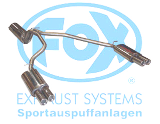 FOX Sportauspuff / Duplex-Anlage ab Kat. für: LAND ROVER  Range Rover / LP, 95-  /  4.0, 4.6, 2.5D - 136,140,160,166,83,100 kW  |  Endrohr-Typ: 2x 80 rund |  Hinweise: S,13, nicht passend für Modelle mit Luftfederung