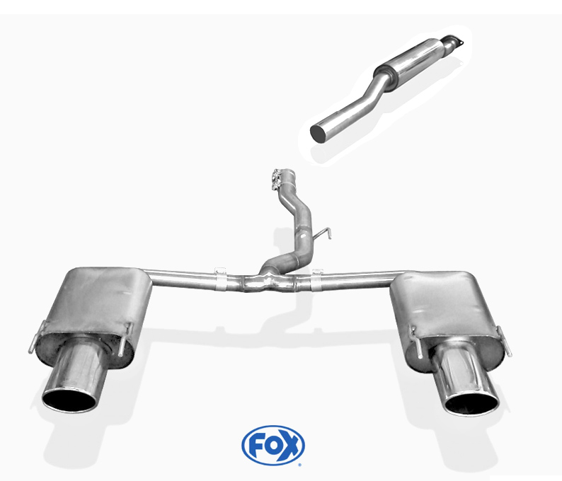 FOX Sportauspuff / Duplex-Anlage 63,5mm ab Kat. für: SAAB 9-5 - YS3G  / 2.0T - 162 kW |  Endrohr-Typ: 2x 140x90 oval |  Hinweise: S,44
