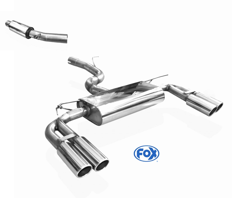 FOX Sportauspuff / Duplex-Anlage 70mm ab Kat. für: SEAT Ateca 4Drive - 5FP / 2.0TSI - 140 kW |  Endrohr-Typ: 4x 80 rund eingerollt angeschrägt |  Hinweise: XL,17